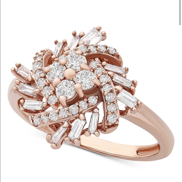 10K Rose Gold Diamond Cluster Ring 💍 - Picture 4 of 5